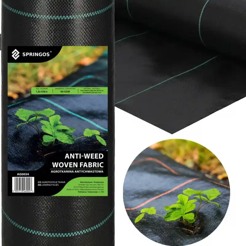 Agrotextilie proti plevelu 1,6m x 100m, extra pevná, černá SPRINGOS AG0034 Poslední Šance