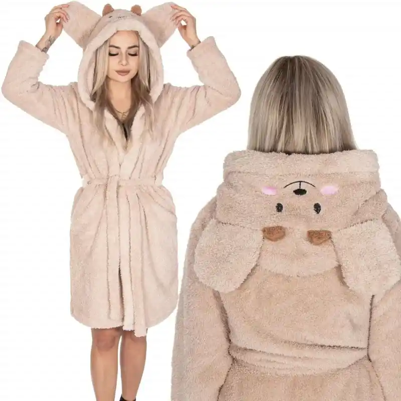 Dámský župan s ušima L/XL SPRINGOS HAMSTER béžový Poslední Šance