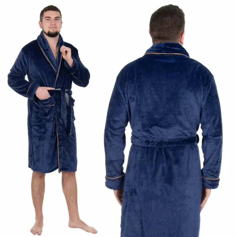 Výprodej Pánský župan L/XL SPRINGOS ROYAL modrý