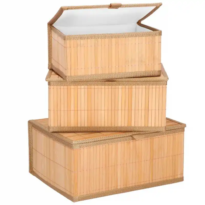 Bambusový úložný box SPRINGOS BAMBOO sada 3 ks Zlevněný