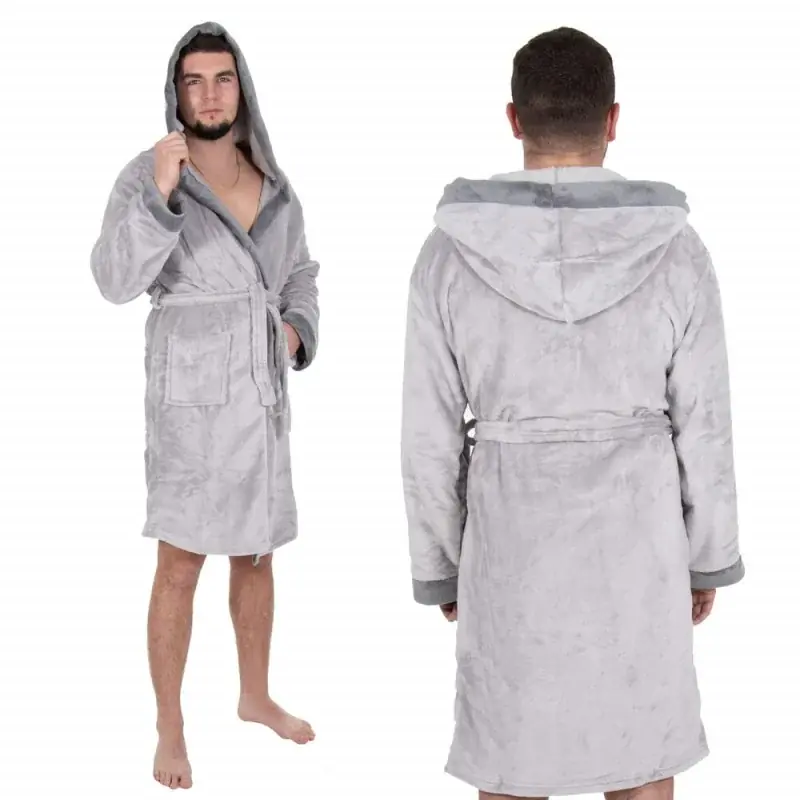 Akční Cena Pánský župan L/XL SPRINGOS VELVET šedý