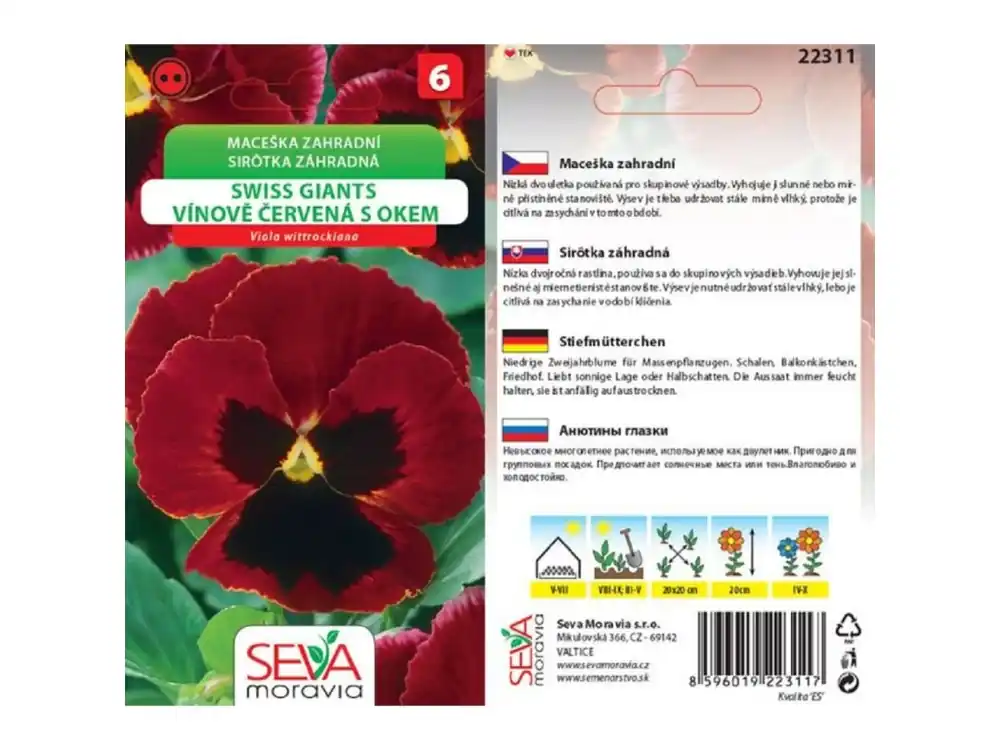Maceška zahradní Swiss Giants vín. červ. s ok._0,2 g - OSIVA MORAVIA Tovární Cena