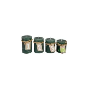 Akční Cena Svíčka adventní schody 60x70/80/90/100 mm rustik - zelená (4ks)