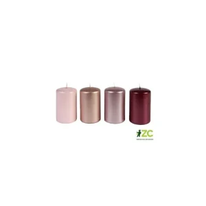 Svíčka adventní válec 60x100 mm - metalická mix rose (4ks) Časově Omezené