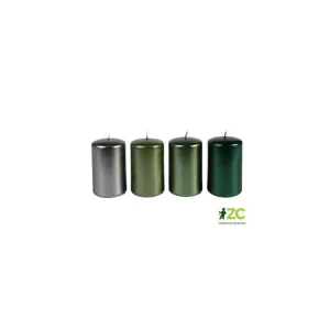 Svíčka adventní válec 60x100 mm - metalická mix zelená (4ks) Přímo Od Výrobce