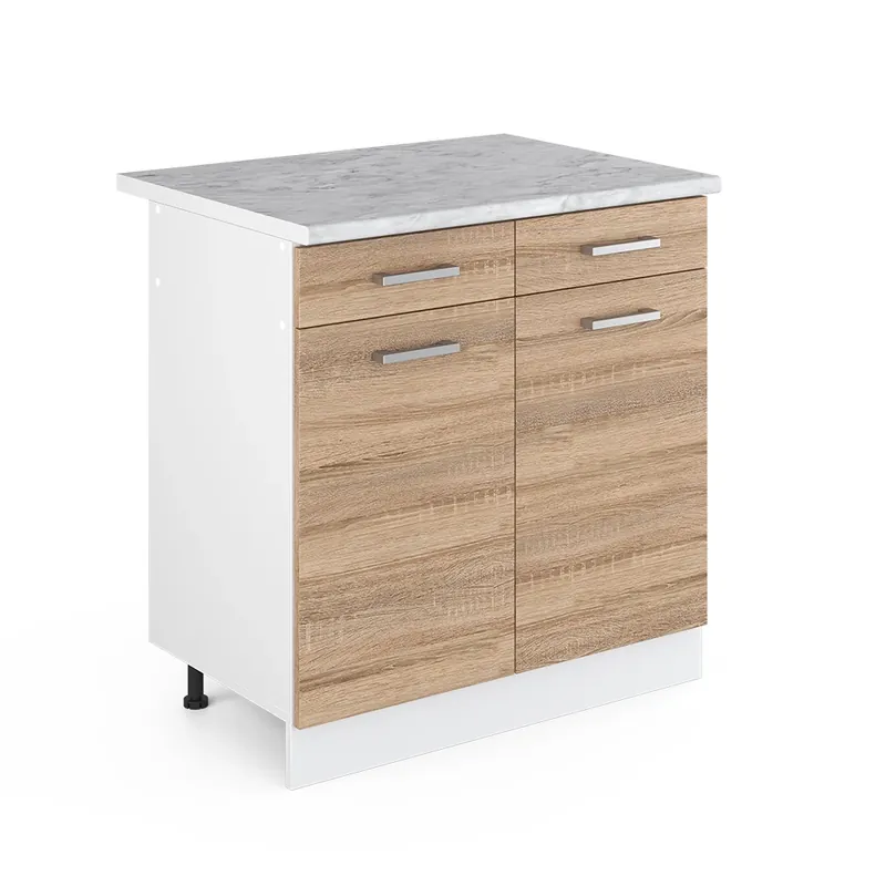 Univerzální základní jednotka R-Line Sonoma 80 cm se zásuvkami a dvířky, s pracovní deskou Vicco Ověřený