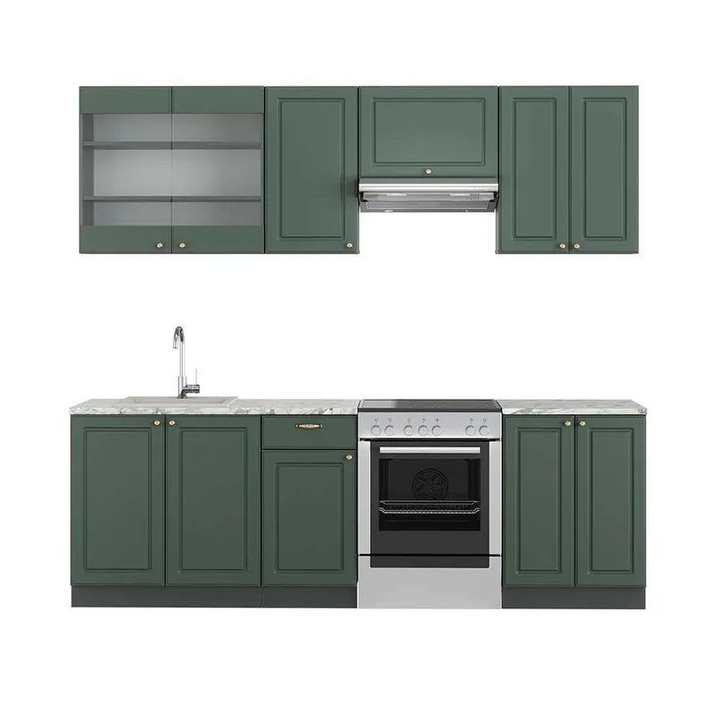 Akční Cena Kuchyňský kout Fame-Line Zeleno-zlatá Country House/Anthracite 240 cm , PD Mramor Vicco