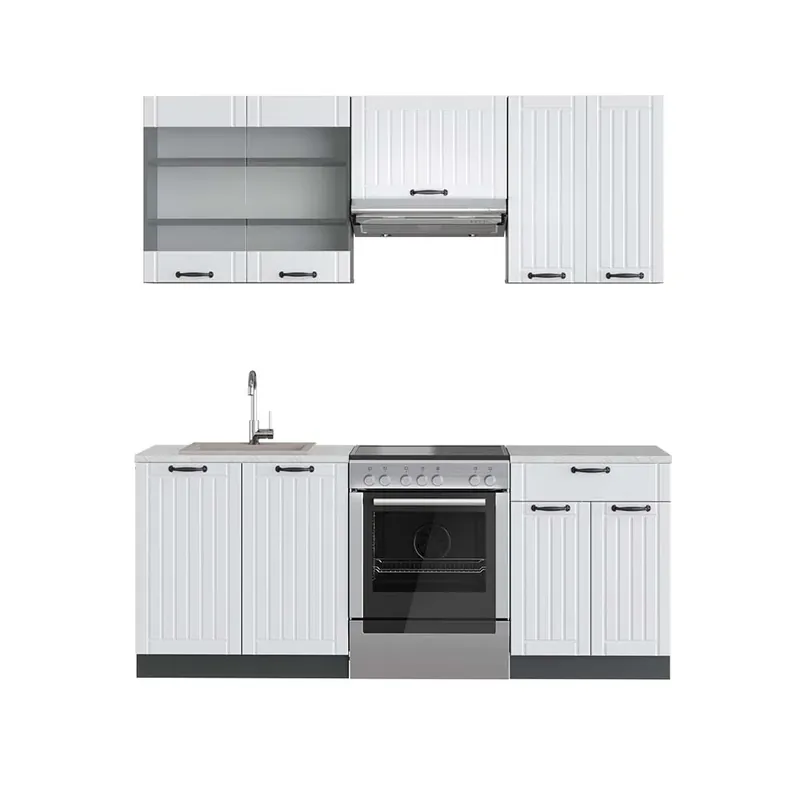 Kuchyňský kout Fame-Line Bílý venkovský dům/antracit 200 cm , PD Mramor Vicco Tovární Cena