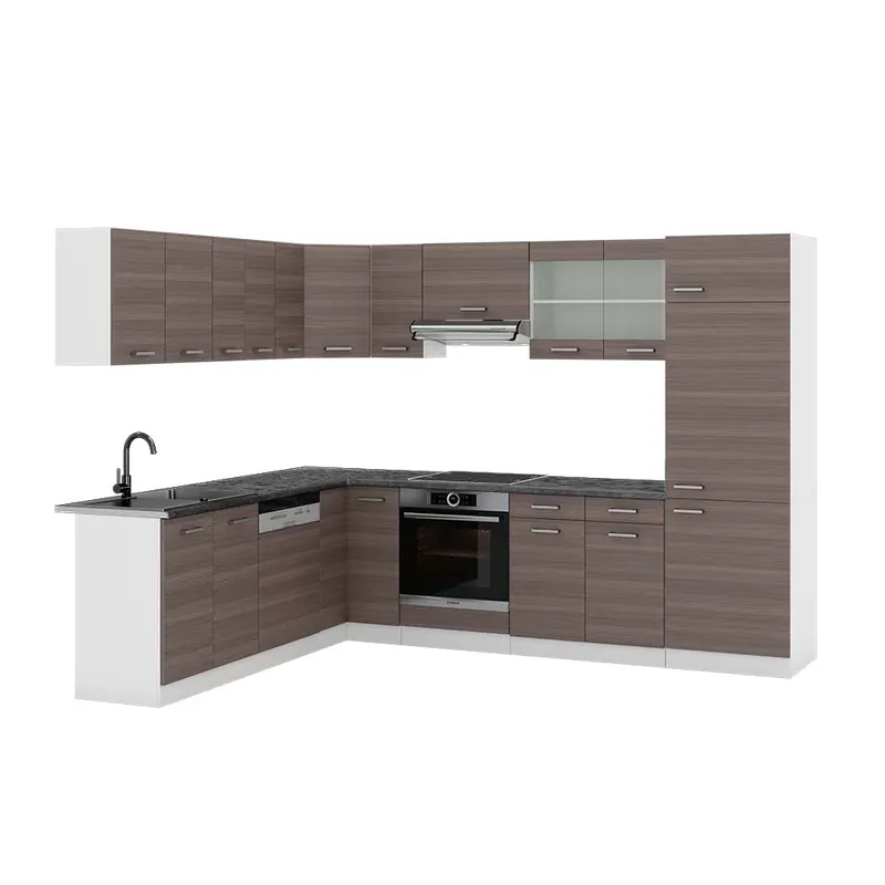 Speciální Cena Rohová kuchyň R-Line Ušlechtilá šedá/Bílá 287 x 227 cm, PD Antracit Vicco
