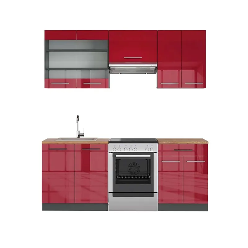 Kuchyňský kout Fame-Line Bordeaux vysoký lesk/antracitová 200 cm , PD Dub Vicco Expresní Doručení