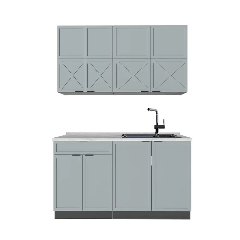 Must-Have Jednotková kuchyně Fame-Line Světle modrošedá/Antracit 140 cm bez pracovní desky Vicco
