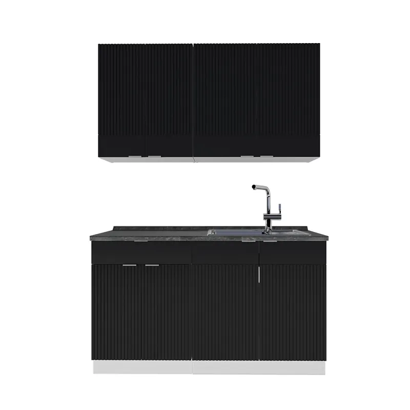 Jednotková kuchyně Fame-Line Černý pruhovaný/bílý 140 cm , PD Antracit Vicco Originální