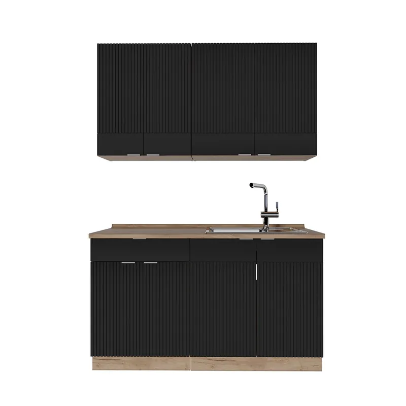 Ihned K Objednání Jednotková kuchyně Fame-Line Černý pruhovaný/zlatý dub 140 cm , PD Dub Vicco