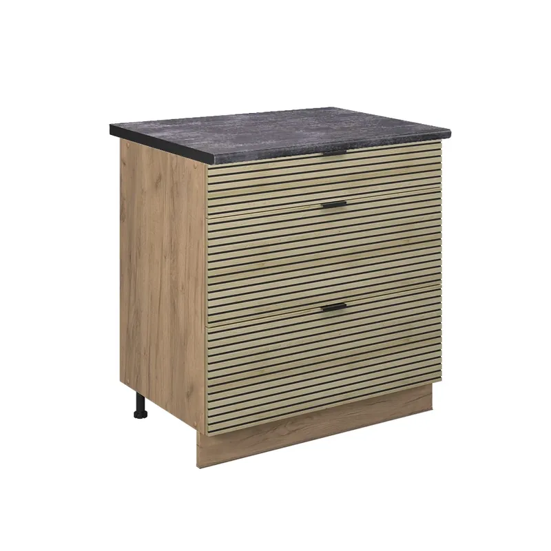 Spodní skříňka kuchyňské linky Fame-Line Dubový panel 80 cm se 3 zásuvkami, PD Antracit Vicco Top Prodej