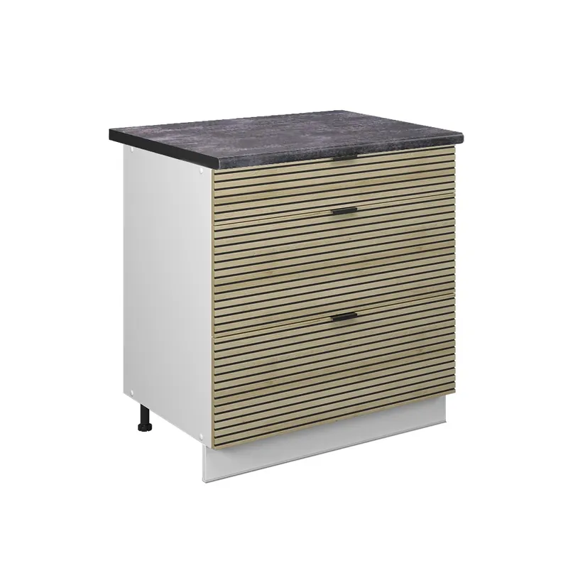 Akce Spodní skříňka kuchyňské linky Fame-Line Dubový panel 80 cm se 3 zásuvkami, PD Antracit Vicco