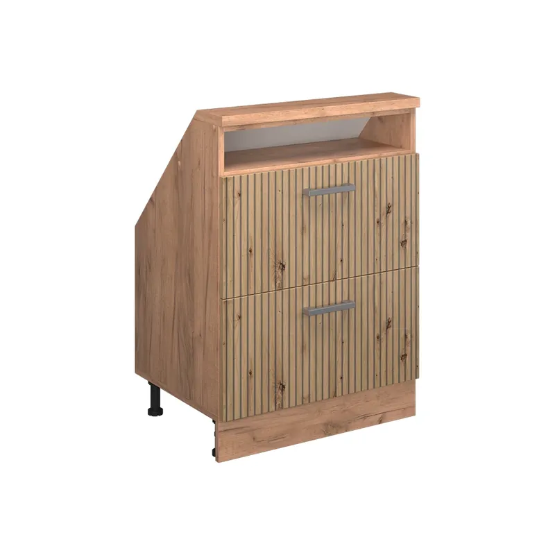 Autentický Kuchyňská skříňka pod šikmou střechu R-Line Řemeslný dub 60 cm se 2 zásuvkami Vicco