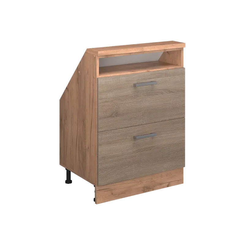 Výhodná Nabídka Kuchyňská skříňka pod šikmou střechu R-Line Sonoma 60 cm se 2 zásuvkami Vicco