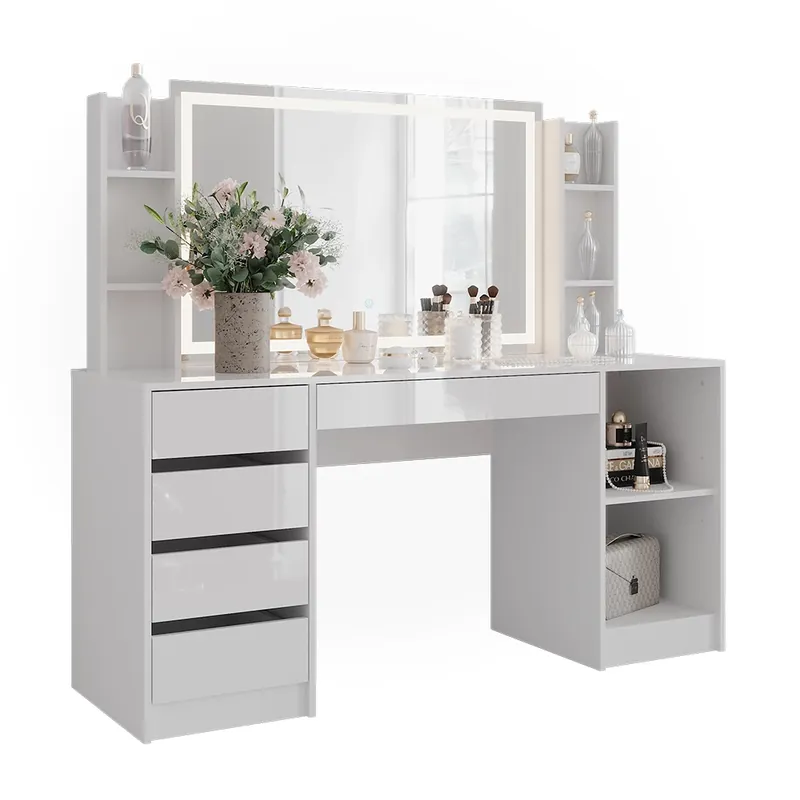 Rychlé Dodání Toaletní stolek Sherry Bílá/bílý vysoký lesk 158.2 cm 7 dílů Vicco