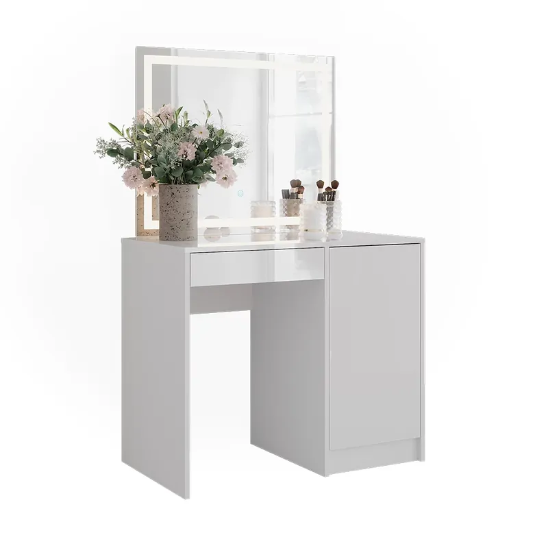 Toaletní stolek Sherry Bílá/bílý vysoký lesk 89.8 cm s LED zrcadlem Vicco Rychlé Dodání