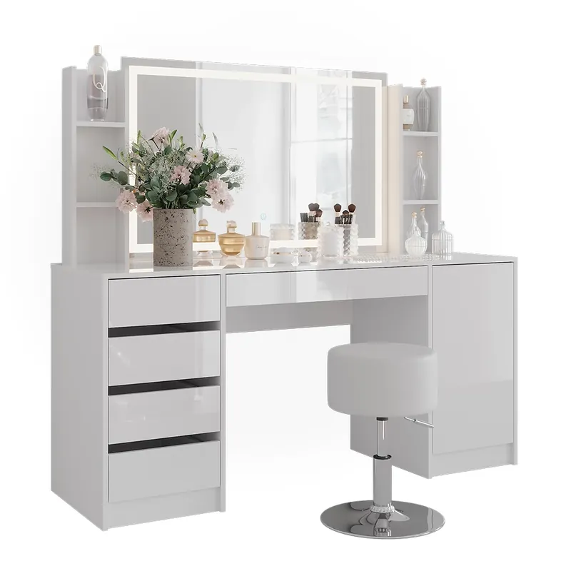 Toaletní stolek Sherry Bílá/bílý vysoký lesk 158.2 cm 5 dílů Vicco Časově Omezené
