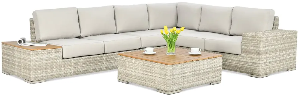 Novinka Zahradní rohová pohovka Bjørkka AVOCADO WOOD Beige