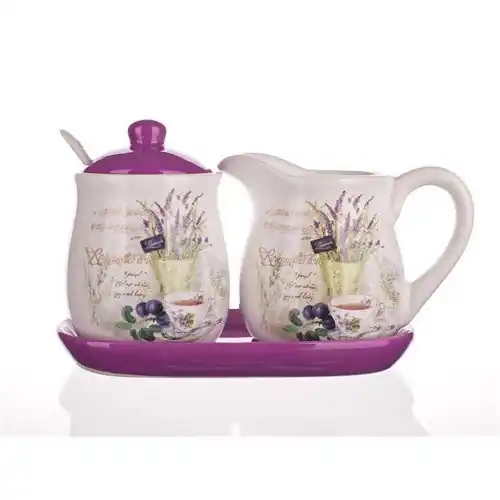 Set 4dílný - mléčenka s cukřenkou LAVENDER BANQUET Horká Nabídka