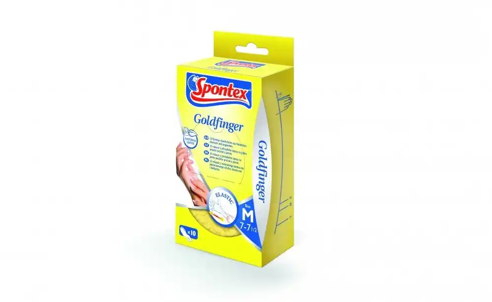 Nová Kolekce Spontex Goldfinger latexové rukavice jednorázové 10 ks L