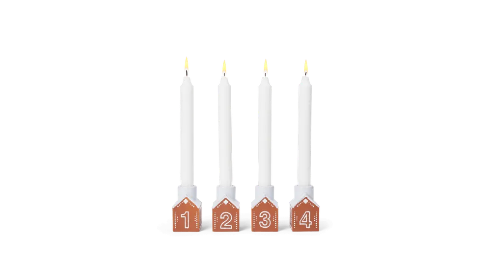 Omezená Nabídka Adventní svícen domečky Gingerbread - set 4 ks