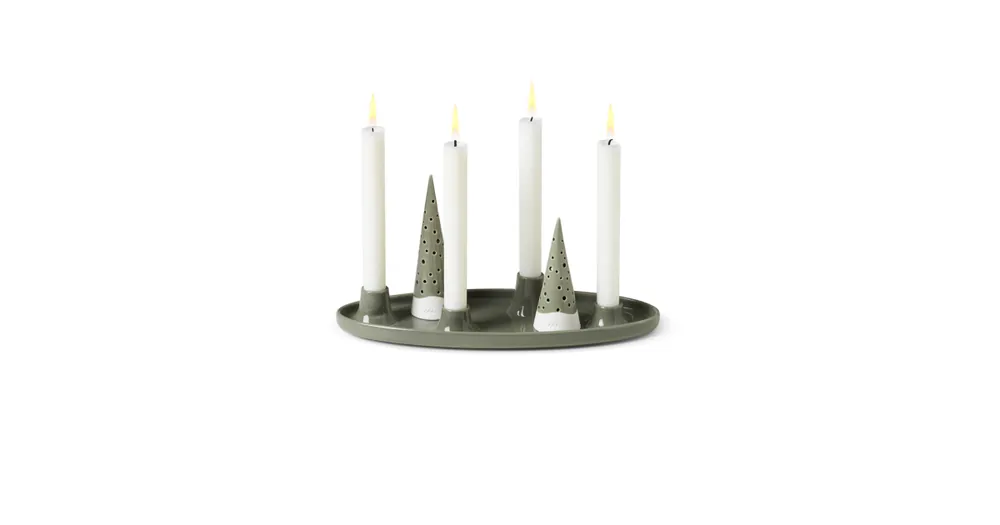 Cenový Hit Adventný svietnik Nobili Oval Olive Green 33x13 cm