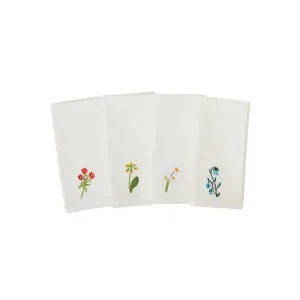 Bavlněné ubrousky s výšivkami Flowers - set 4 ks Rychlé Dodání