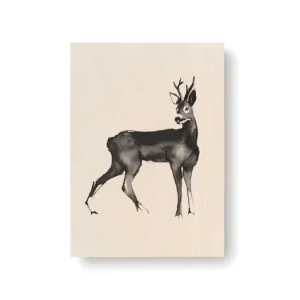 Obrázek na dřevěné kartě Roe Deer 10x15 cm Oblíbený