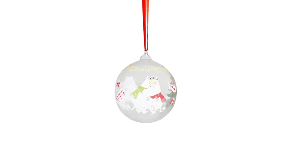 Výprodej Sklenená vianočná ozdoba Moomin Happy Holidays 9 cm