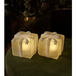 Skleněné svítící dárečky Santa Gift 6 cm - set 2 k Hit Sezóny