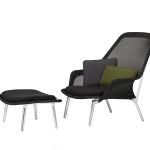 Křeslo Slow & Ottoman, black/polished Koupit Online