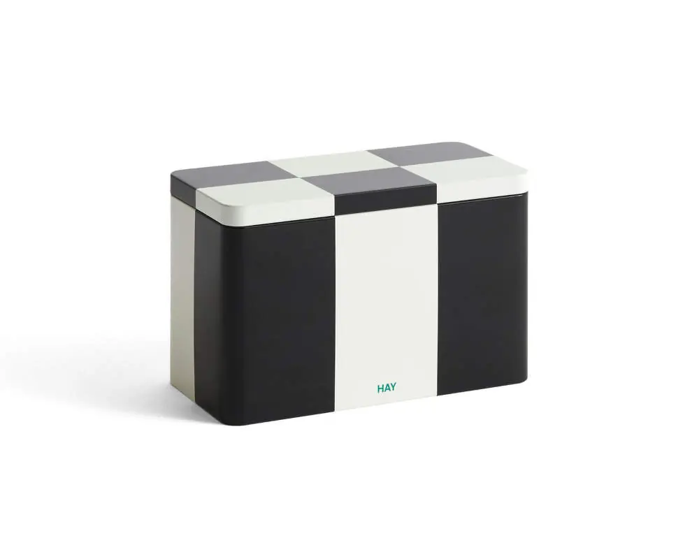 Plechová dóza Tin Container Medium, black and off-white Levný