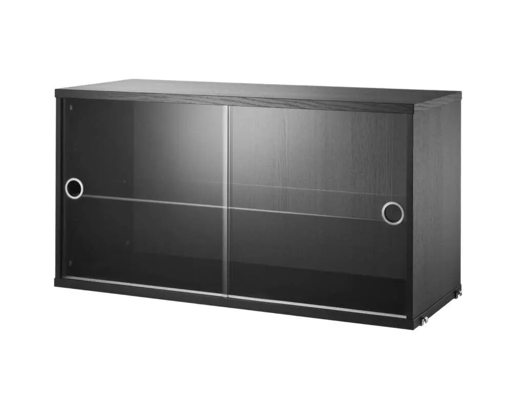 Kup Teď Skříňka Display Cabinet with Sliding Doors, black stained ash