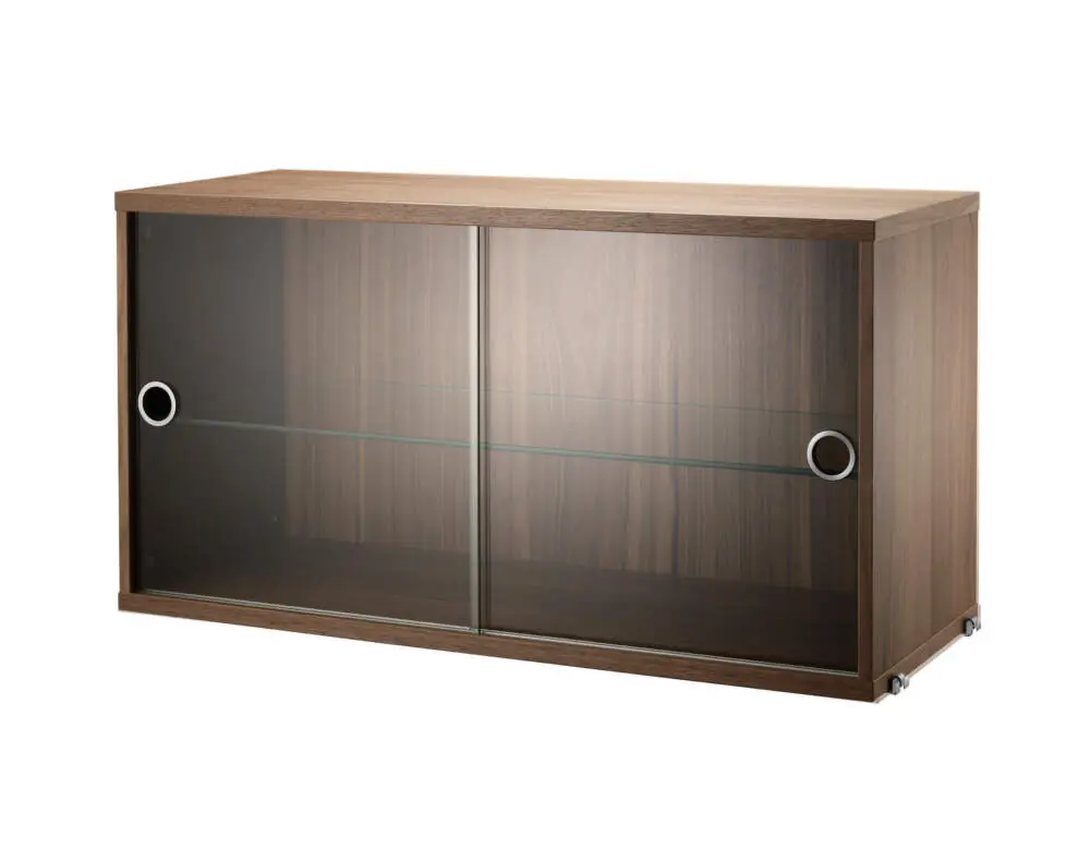 Zlevněný Skříňka Display Cabinet with Sliding Doors, walnut