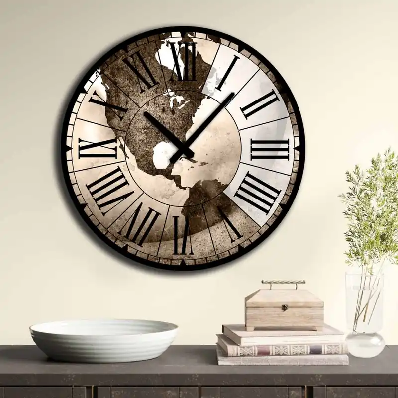 Nástěnné hodiny pr. 50 cm 1xAA hnědá Zlevněný
