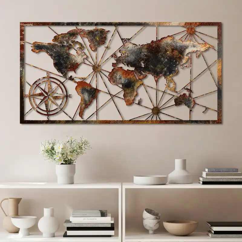 Nástěnná dekorace 120x60 cm mapa světa kov Nakupujte Hned