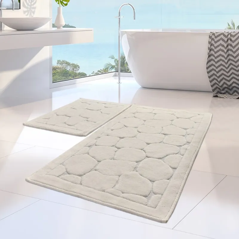 SADA 2x Koupelnová předložka LINO 60/100 cm krémová Dokud Zásoby Vydrží