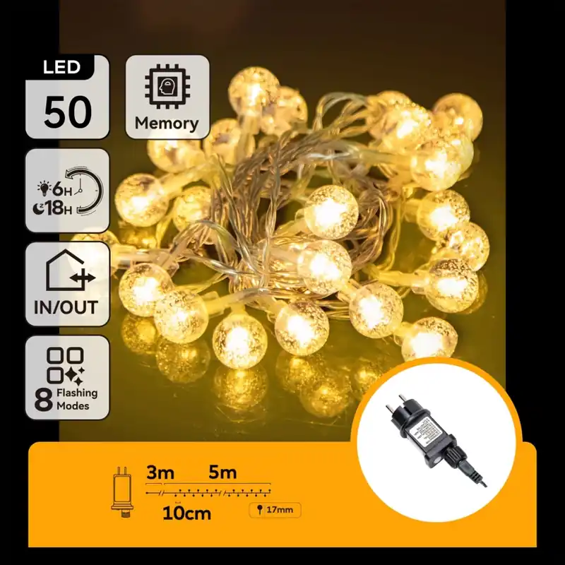 Aigostar - LED Venkovní vánoční řetěz 50xLED/8 funkcí 8m IP44 teplá bílá Cenově Výhodný
