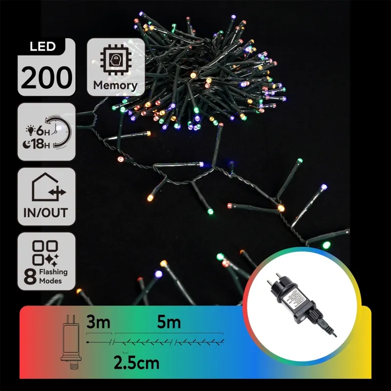 Aigostar - LED Venkovní řetěz 200xLED/8 funkcí 8m IP44 multicolor Cenově Výhodný