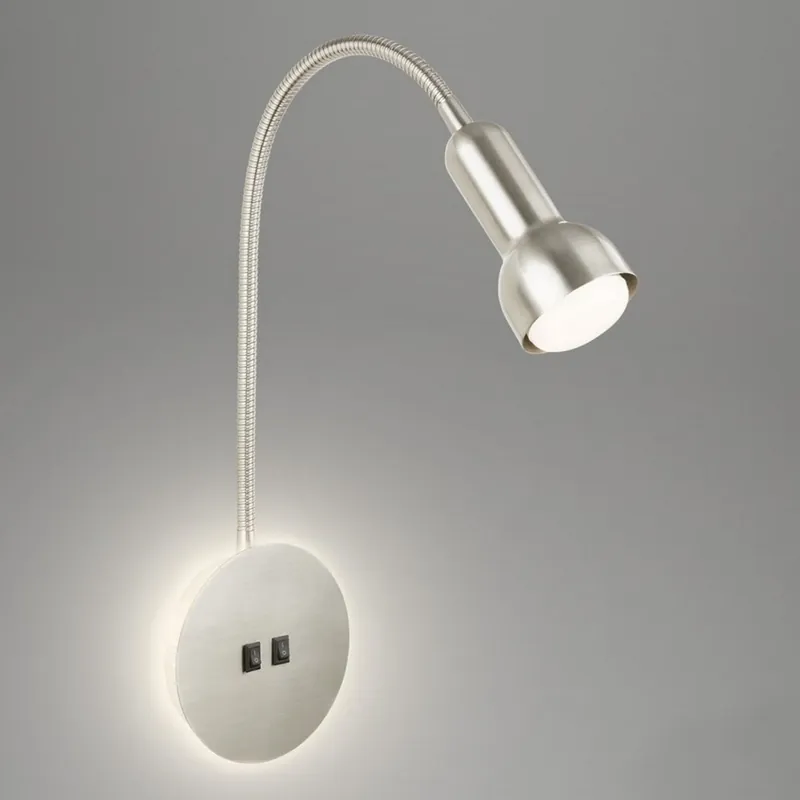 Víkendová Akce Briloner 2178012 - LED Nástěnná flexibilní lampa 1xE14/10W/230V + LED/3W matný chrom