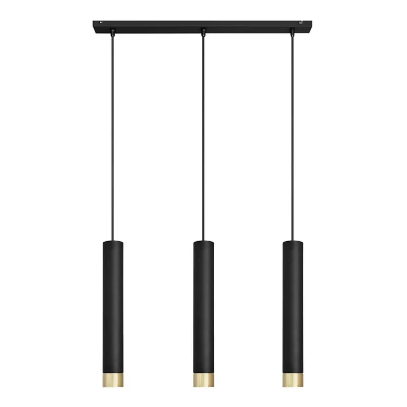 Nízká Cena LED Lustr na lanku TUBA 3xGU10/4,8W/230V černá/zlatá