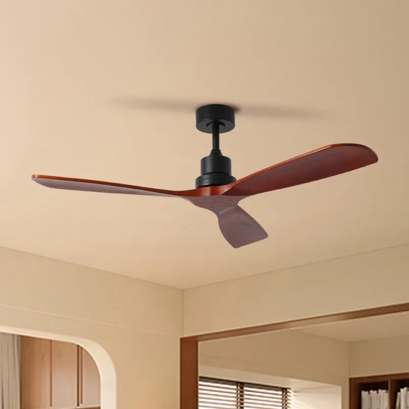ZEVENTI - Stropní ventilátor LIONI Wi-Fi Tuya černá/dub + dálkové ovládání Expresní Doručení