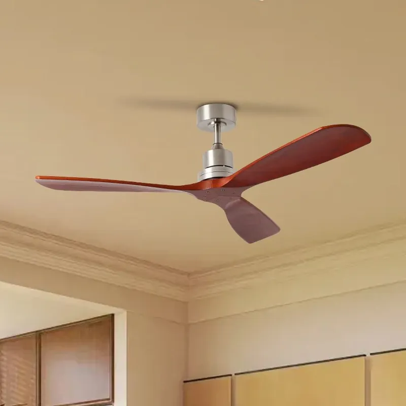 ZEVENTI - Stropní ventilátor LIONI Wi-Fi Tuya matný chrom/dub + dálkové ovládání Nová Kolekce