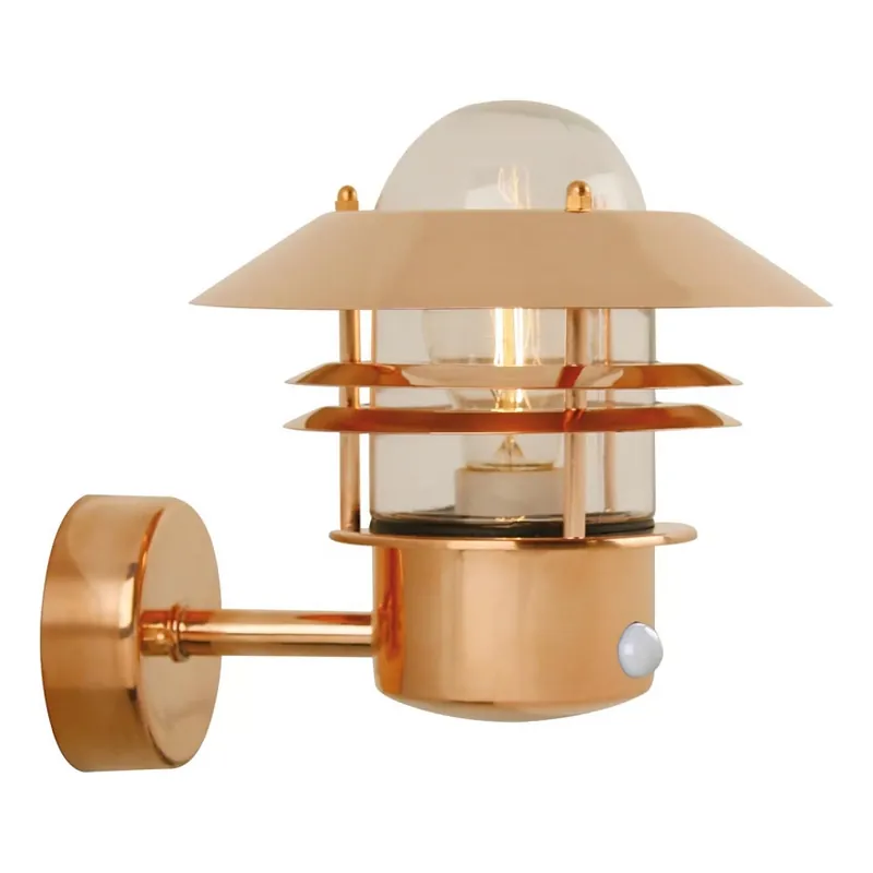 Nordlux - Venkovní nástěnné svítidlo se senzorem BLOKHUS 1xE27/60W/230V IP54 měděná Speciální Cena