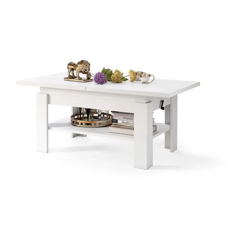 Rozkládací konferenční se zvedací deskou ROY 130/170x65 cm bílá Kup Teď