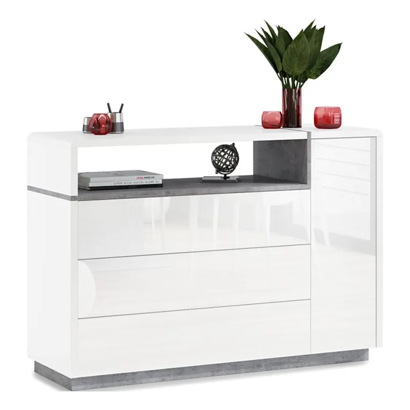 Hit Sezóny Komoda se zásuvkou FRED 135x94x45 cm bílá/šedá