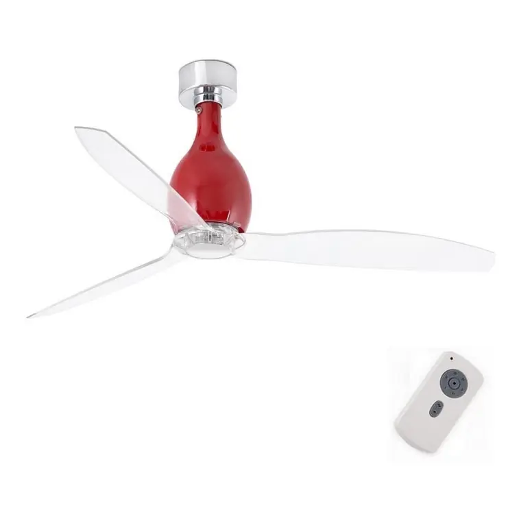Časově Omezené FARO 32029 - Stropní ventilátor MINI ETERFAN červená/čirá pr. 128 cm + dálkové ovládání